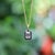 18k Gold 1/2 Carat Emerald Cut Diamond in Collet Setting With Black Rhodium Necklace For Sale - Image 10 of 12