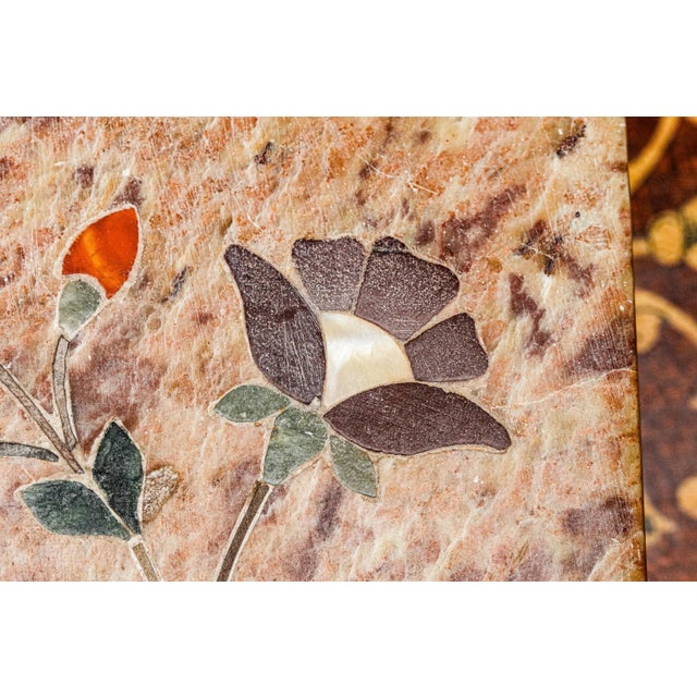 1930s 1930s Beautiful Pietra Dura Hand Made Antique Inlaid Stone Flower Specimen Jewelry Trinket Box Home Decor For Sale - Image 5 of 14