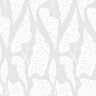 Sample - Begonia Wallpaper by Susan Hable in White on Gray For Sale