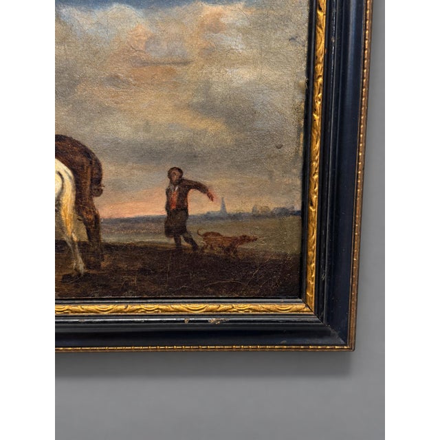 After Paulus Potter (1649), "Horses Tethered at a Cottage Door" 18th Century For Sale In Providence - Image 6 of 10