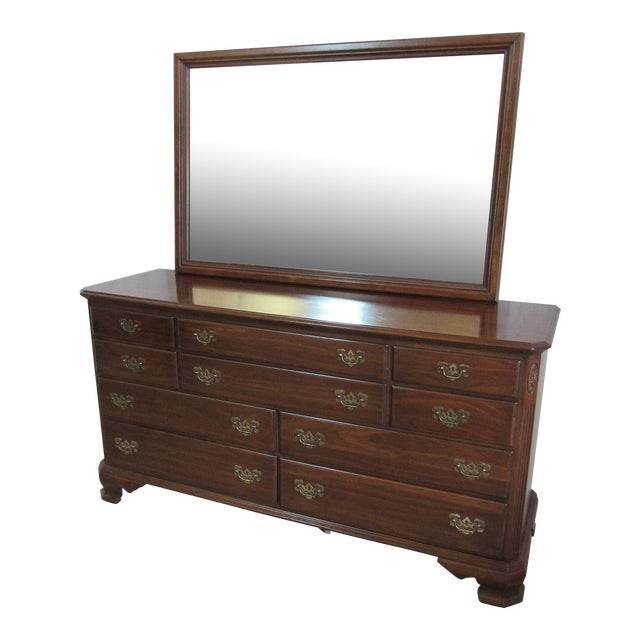 Ethan Allen Georgian Court Cherry Dresser Chest Mirror Chairish