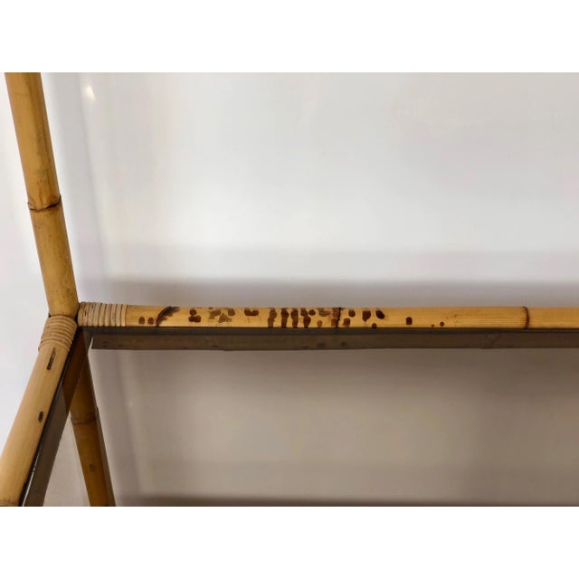 Bamboo Rattan & Smoked Glass Console Bookcase, Italy, 1960s For Sale - Image 11 of 13