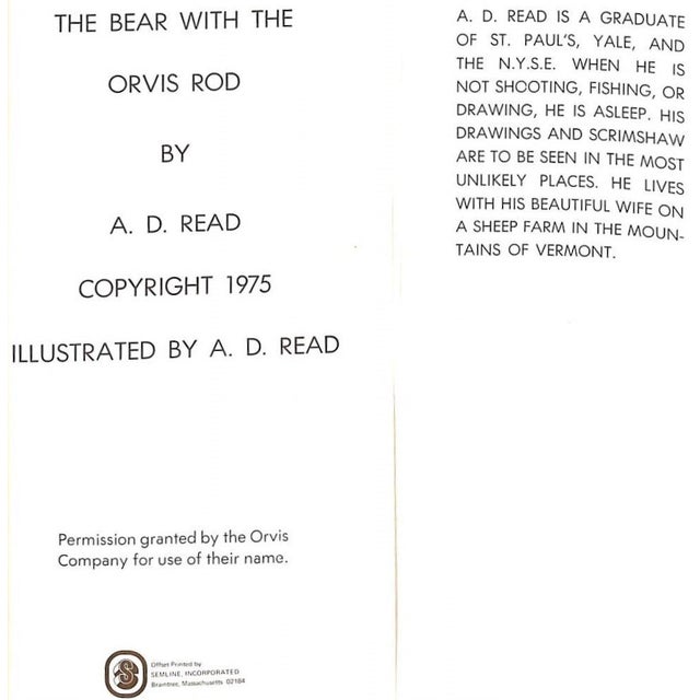 Traditional "The Bear With the Orvis Rod" Book 1975 Read, A.D. For Sale - Image 3 of 12