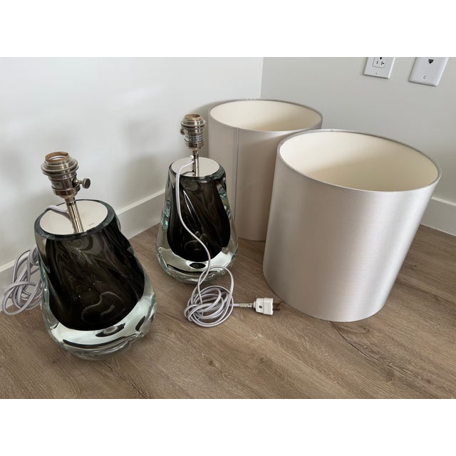 1960s 1960s Porta Romana Obsidian Swirl Lamps - Pair For Sale - Image 5 of 12