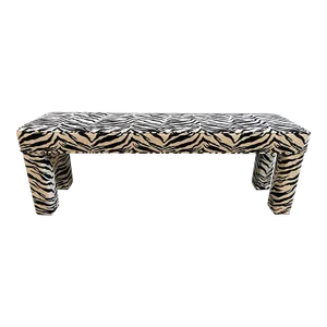 1970s Parsons Bench in Zebra Animal Printed Fabric