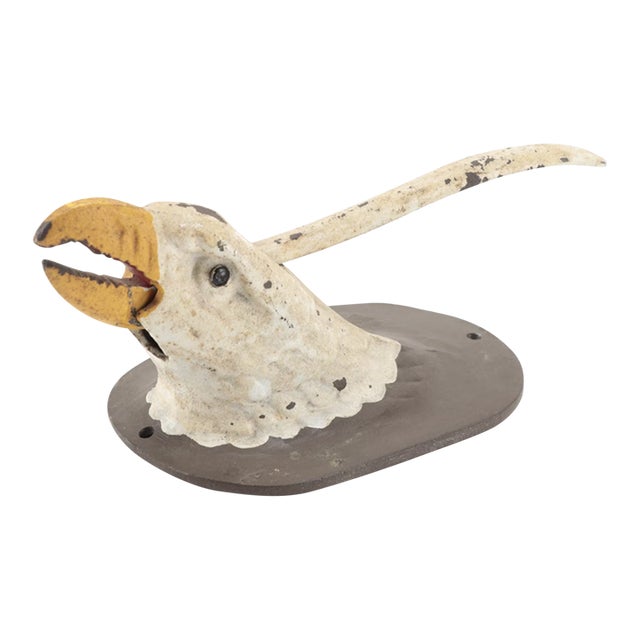 Early 20th Century Painted Cast Iron Bald Eagle Head Wall Mounted