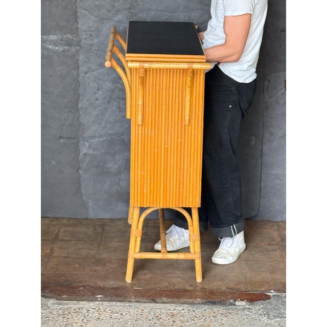 Mid 20th Century French Mid-Century Modern Tiki Drinks or Cocktail Bar or Console Table of Rattan For Sale - Image 5 of 10