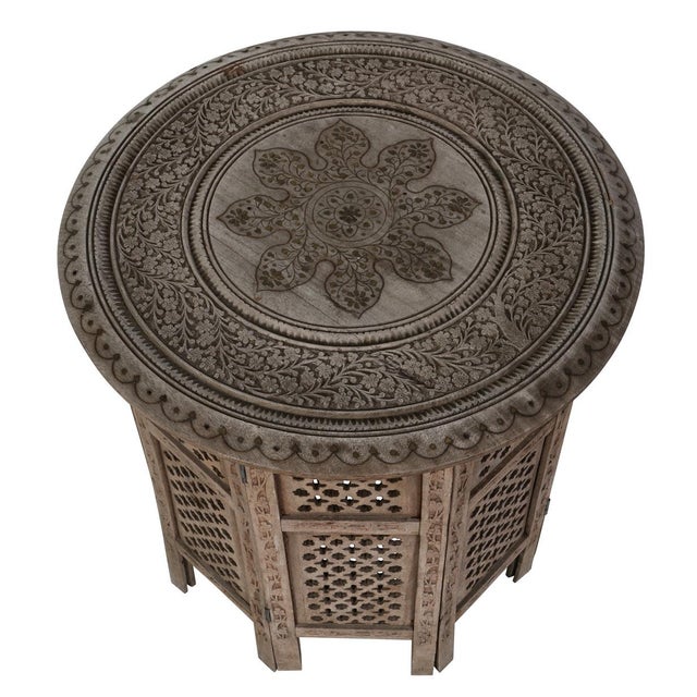 Hand-Carved Moroccan Accent Table For Sale - Image 4 of 5