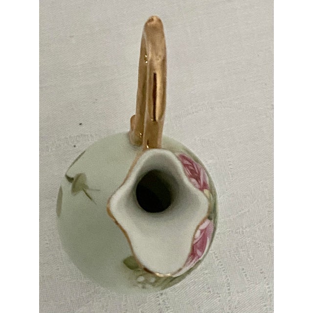 Mid 20th Century Mid 20th Century Lefton Porcelain Green Heritage Rose Hand-Painted Porcelain Ewer/Miniature Pitcher/Bud Vase Excellent Condition For Sale - Image 5 of 8