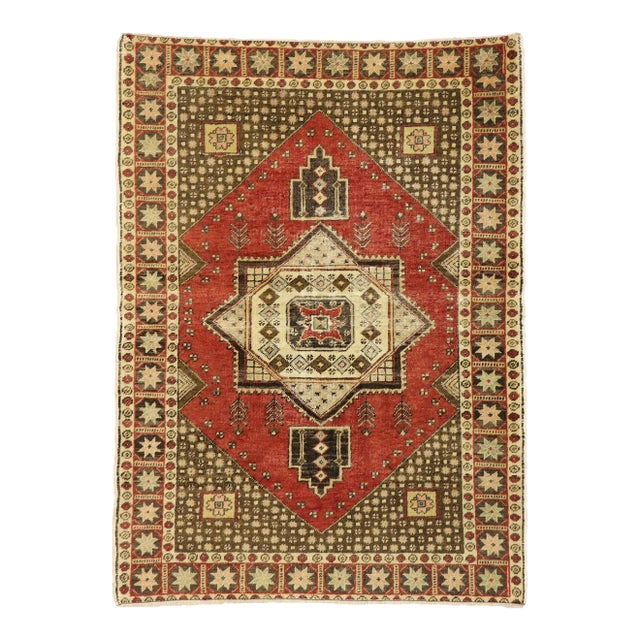 Mid 20th Century Vintage Turkish Sivas Rug - 04'04 X 05'10 For Sale