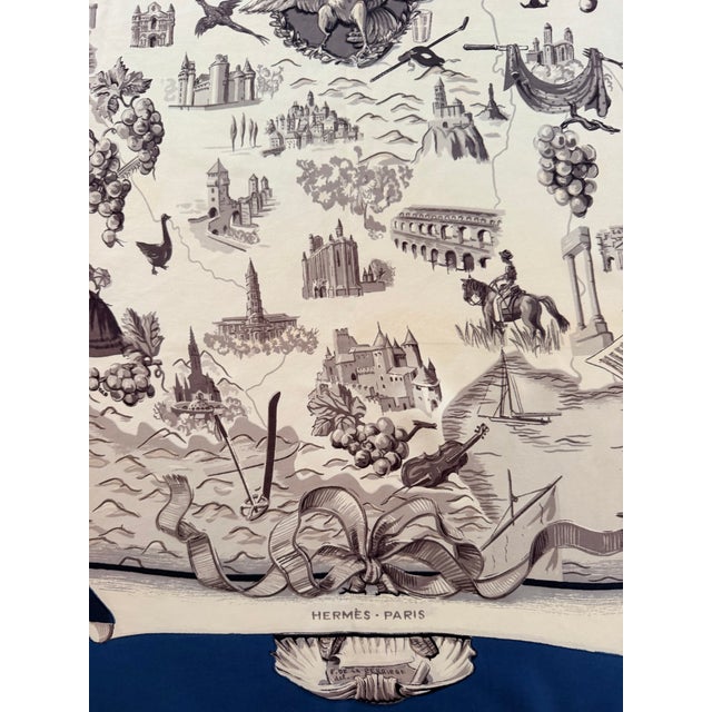 Hermès La France 1959 Silk Scarf This wonderful scarf depicts a map of France and its regions. It celebrates the country's...