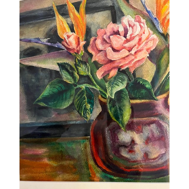 Wood 1999 Floral Arrangement in a Vase Still Life Painting by Dorothy Dickensen Corbit, Framed For Sale - Image 7 of 10