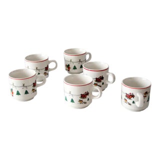 Vintage Jamestown China the Joy of Christmas Mug Set of 6 For Sale