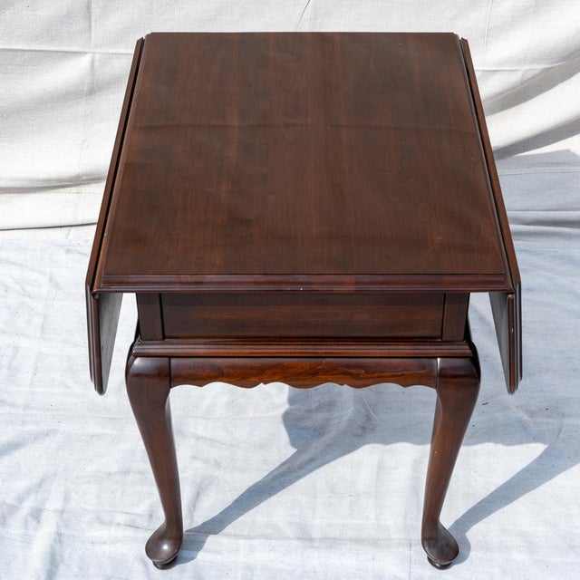 1970s Vintage Court Queen Anne Cherry Ethan Allen Drop Leaf