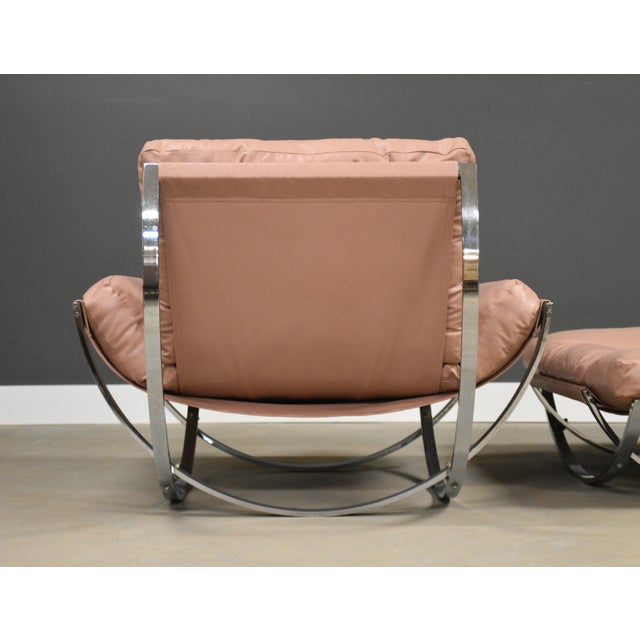 1970s Italian Chrome Pink Sling Lounge Chair and Ottoman by Stendig For Sale In Boston - Image 6 of 11