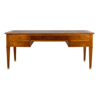 French Louis XVI Style Mahogany Writing Desk With Leather Top For Sale