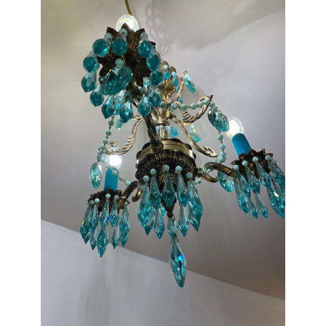 Turquoise Petite Spanish Frame Chandelier by Karen Curtis For Sale - Image 10 of 12