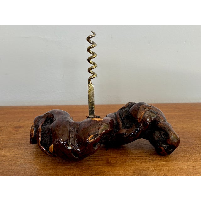 French Vintage Vineyard Grape Vine Wood Corkscrew Wine Bottle Opener For Sale - Image 3 of 3