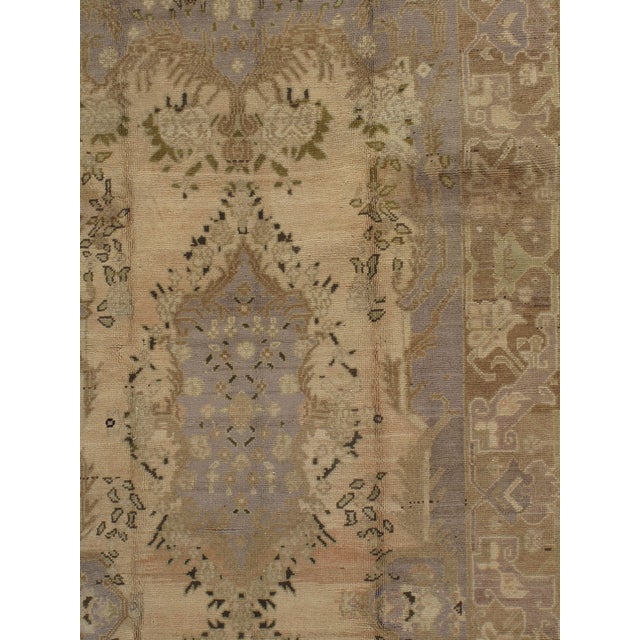 Textile Vintage Circa 1940 Turkish Taupe Oushak Area Rug 4ft 8in X 10ft 6in For Sale - Image 7 of 8