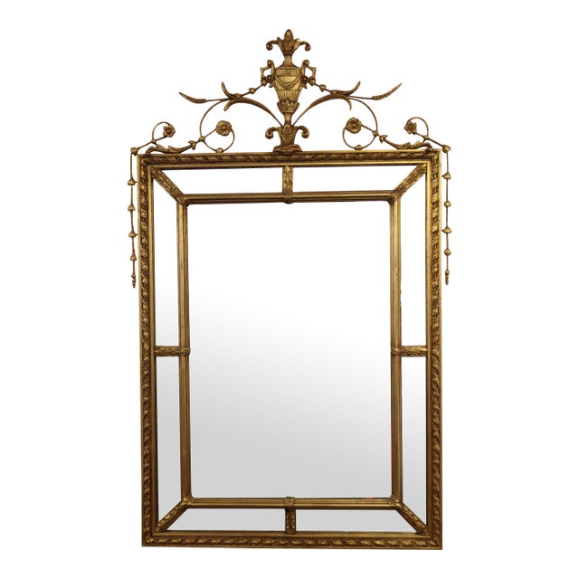​Adam Style Gold Gilt Vertical Beveled Mirror Made by Friedman Brothers For Sale