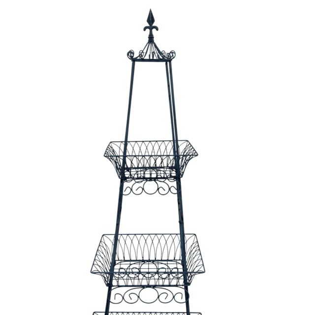 French Three-Tier Wire Baskets Plant Stand For Sale - Image 4 of 10