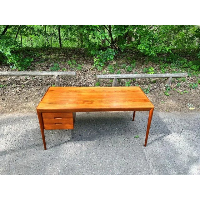 Wood Teak Desk by E.R. Hansen / Haslev for Haslev Møbelsnedkeri, 1950s For Sale - Image 7 of 12