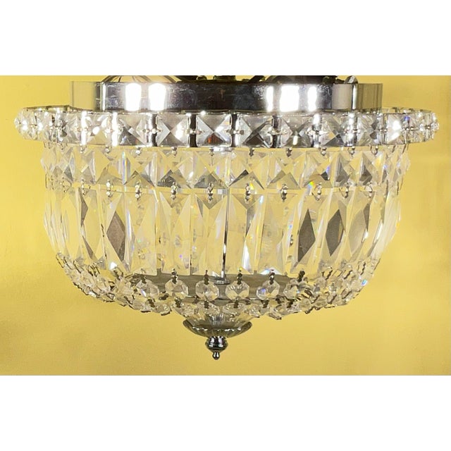 Matching Pair of Vintage-Style Crystal Flush Mount Ceiling Lights / Chandelier For Sale - Image 14 of 14