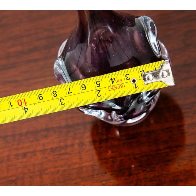 Mid Century Modern Art Glass Vase Floral 2 Tone Sweden Purple Glass Two Flowers For Sale - Image 11 of 11