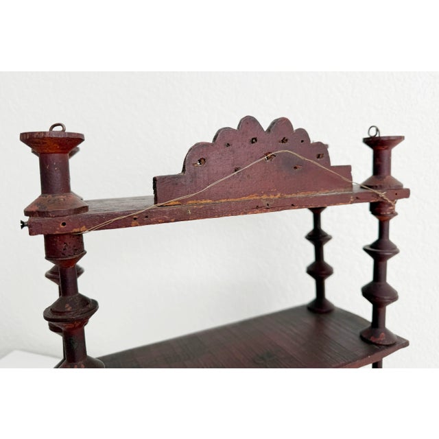 Early 20th C Folk Art 3-Tier Spool Shelf With Painted Finish For Sale - Image 10 of 12