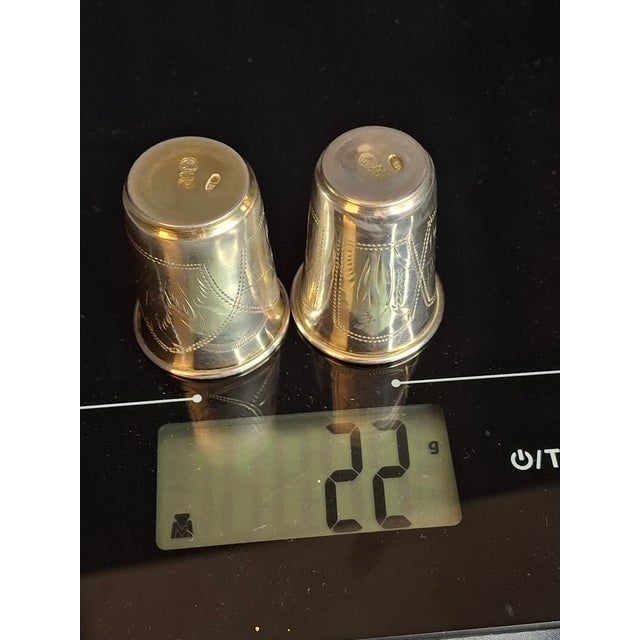 Antique Russian 84 Silver Kiddush Cups Pair Heirs of Zakhoder Kiev 1908-1917 For Sale - Image 16 of 16