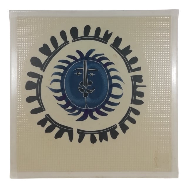 Tile Painted and Signed by Roger Capron, 1987 For Sale