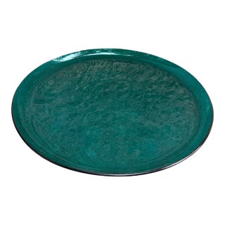 Vintage Le Smith Simply Colors Teal Glass Serving Platter 13” For Sale
