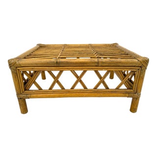 1980s Vintage Rattan Ottoman For Sale