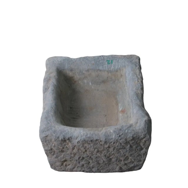 20" Inch Long Hand Chiseled Stone Trough 24-12 For Sale - Image 4 of 5