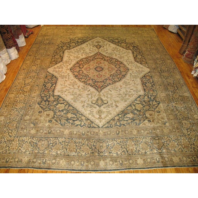 Persian Zabihi Collection Late 19th Century Antique Persian Tabriz - 10'8" x 15' For Sale - Image 3 of 6