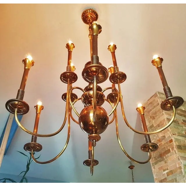 Mid-Century Italian Brass Chandelier, 1950s For Sale - Image 12 of 18