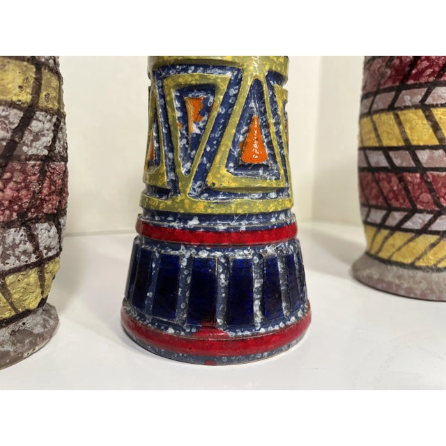 Yellow 1950s Mid-Century Bright Lava Glaze Italian Vessels- Set of 3 For Sale - Image 8 of 11