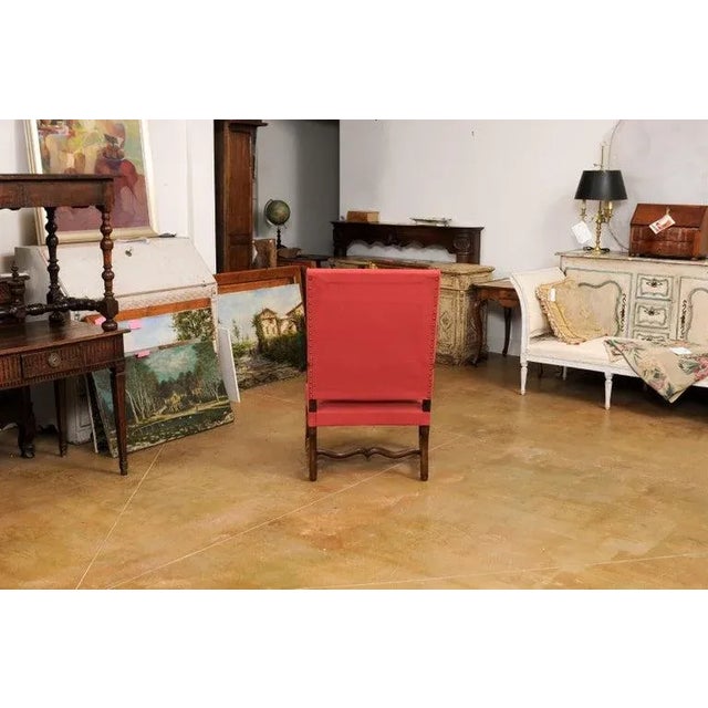 Red 19th Century French Louis XIII Style Walnut Fauteuil with Os de Mouton Base For Sale - Image 8 of 12