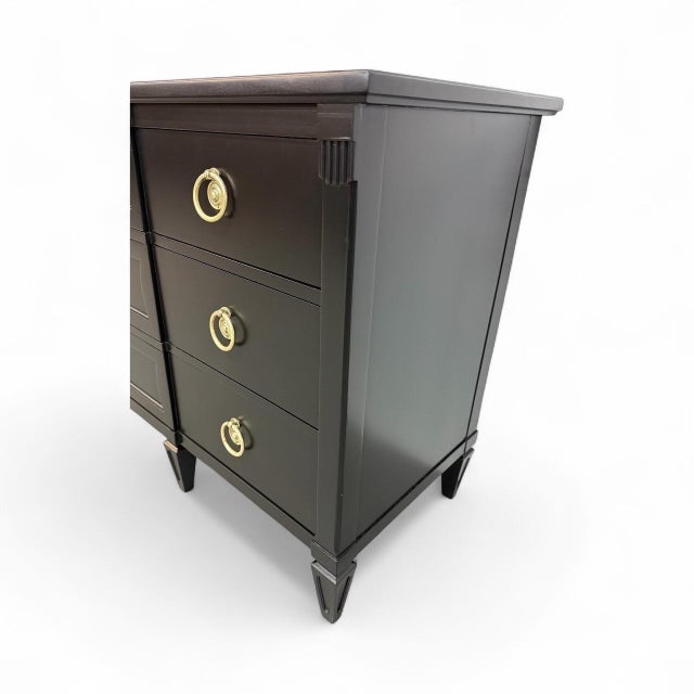 1970s Vintage Henredon Italian Style Black 9-Drawer Dresser For Sale - Image 5 of 11