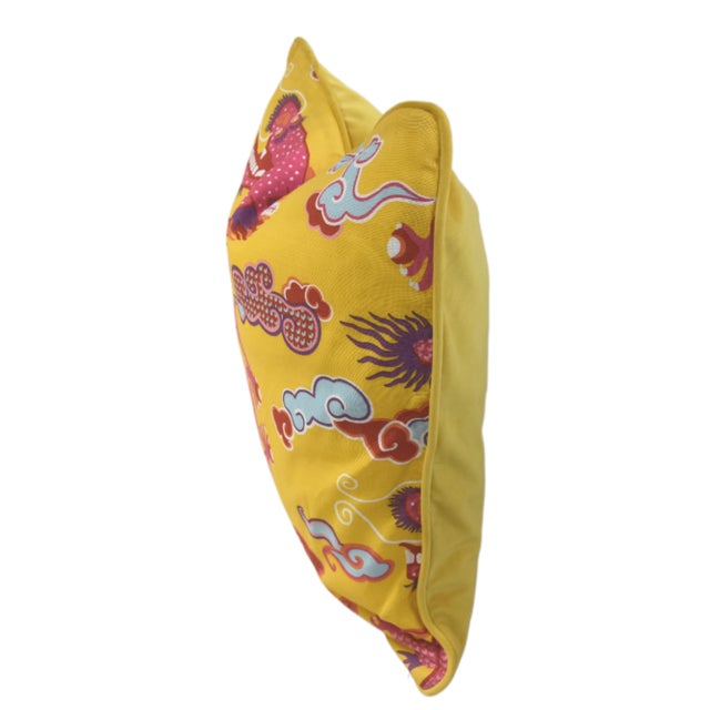 Schumacher Schumacher Magical Ming Dragon Chinoiserie Feather/Down Pillow For Sale - Image 4 of 6