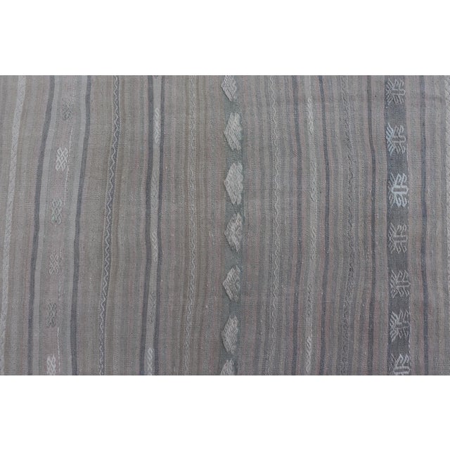 Blush Soft-Toned Vintage Turkish Kilim Gallery Runner With Subtle Pastel Stripes and Geometric Accents 4'10"x14'5" For Sale - Image 8 of 10