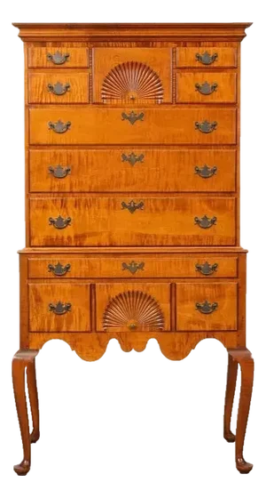 Tiger Maple Highboy Benchmade by David LeFort of Hanover Massachusetts