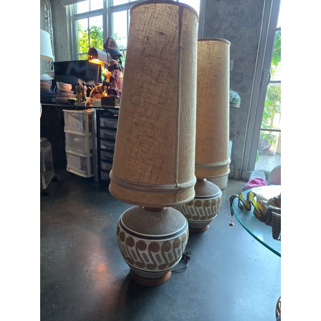 1950s Mid Century Modern Atomic Age Table Lamps - a Pair For Sale - Image 4 of 14