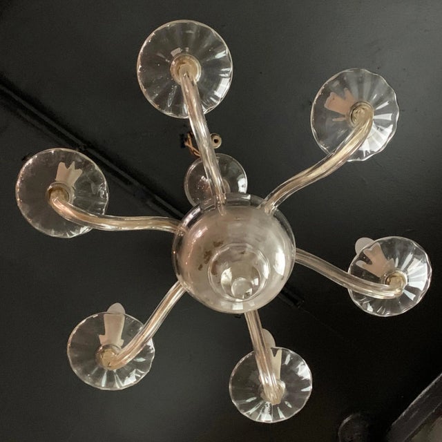 Glass Midcentury Clear Murano Art Glass Chandelier For Sale - Image 7 of 11