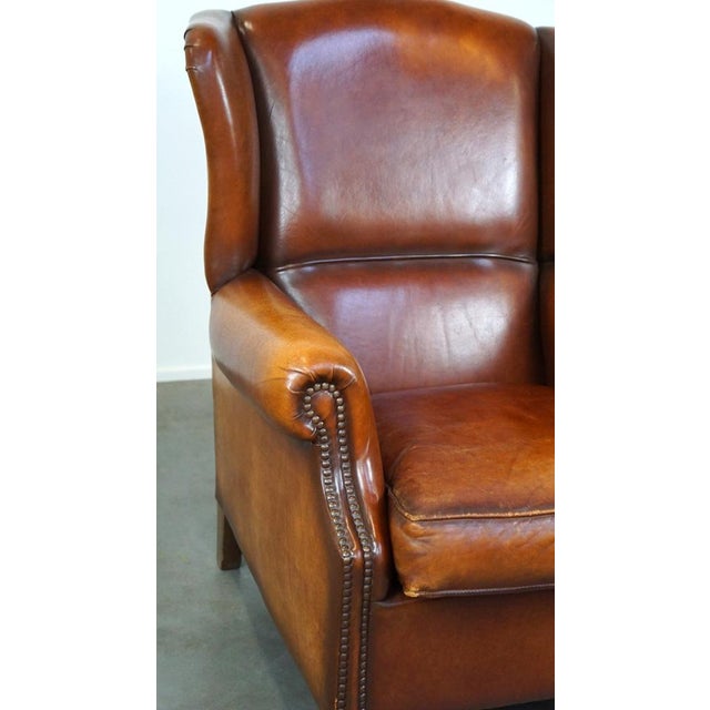 Leather Wing Chair with Great Patina For Sale - Image 9 of 12