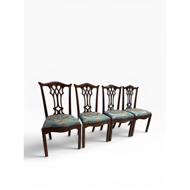 Chippendale Maitland - Smith Reupholstered Dining Chairs- Set of 4 For Sale - Image 3 of 13