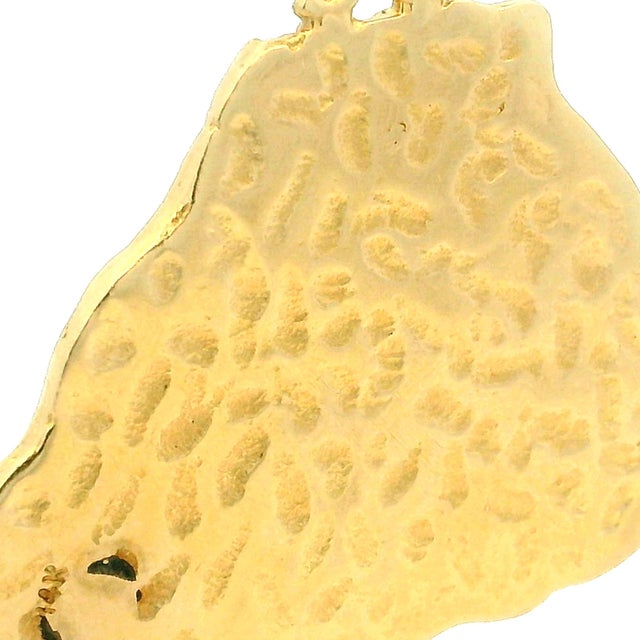 Metal Italian Modernist 14k Gold Handcrafted Sculptural Ram Pendant, Circa 1975 For Sale - Image 7 of 12