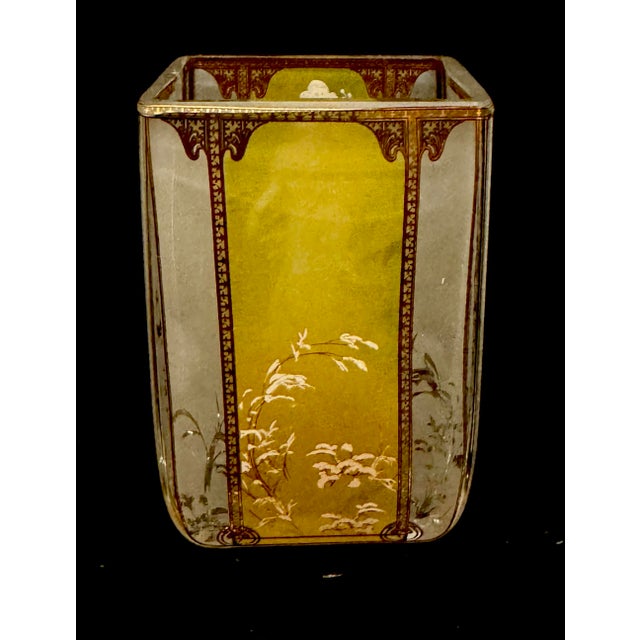 Art Nouveau Goebel Artis Orbis Glass Tea Light Candle Jar Featuring the "Spring 1900" by the Renowned Art Nouveau Artist Alphonse Mucha. For Sale - Image 3 of 5