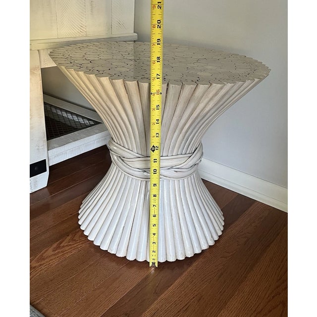 Bring organic elegance into your home with this mid-century rattan sheaf of wheat end table base/stand, crafted in the...