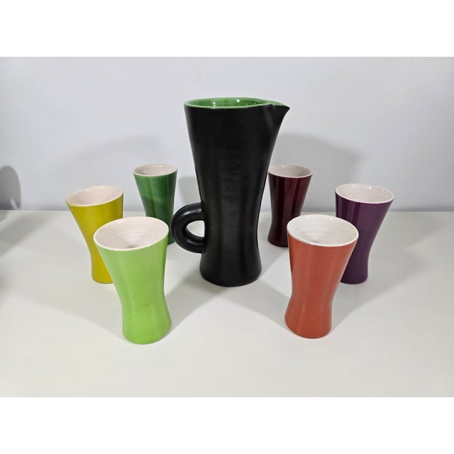 Ceramic Model 860 Pitcher and Tumblers by Pol Chambost, France, 1950s, Set of 7 For Sale - Image 17 of 17